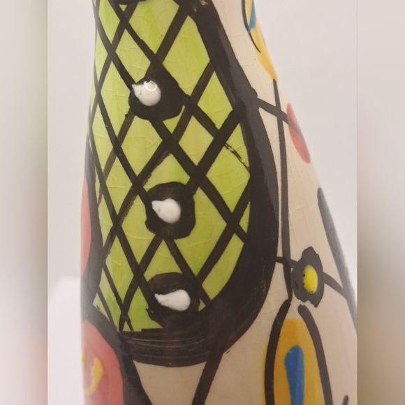 Hand Painted Vintage Floral Ivanros, Made in Spain Pottery Vase. - Picture 6 of 8